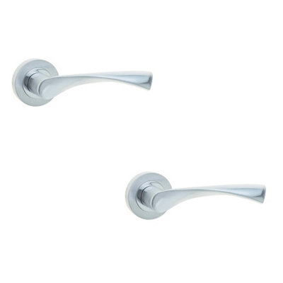 2 PACK Elegant Twirl Door Handle on Rose in Polished and Satin Chrome Finishes - Interior Handle