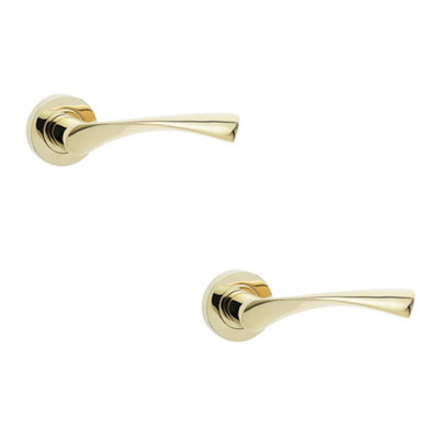 2 PACK Elegant Twirl Door Handle on Rose in PVD Brass for Stylish Interiors - Interior Handle