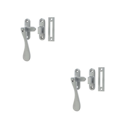 2 PACK Elegant Victorian Casement Fasteners in Satin Chrome Finish - 90mm - Window Handle