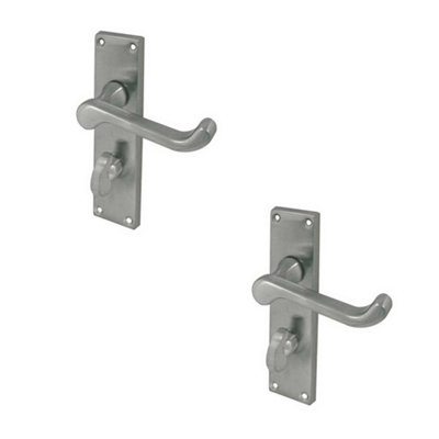 2 PACK Elegant Victorian Scroll Door Handle in Satin Chrome Finish - Interior Lever on Backplate