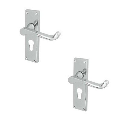 2 PACK Elegant Victorian Scroll Door Handle with Polished Chrome Finish - Interior Lever on Backplate