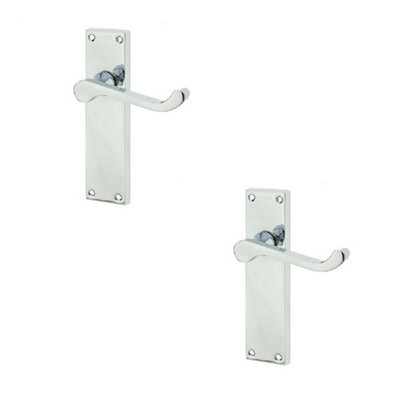 2 PACK Elegant Victorian Scroll Door Handle with Polished Chrome Finish Interior Lever on Backplate