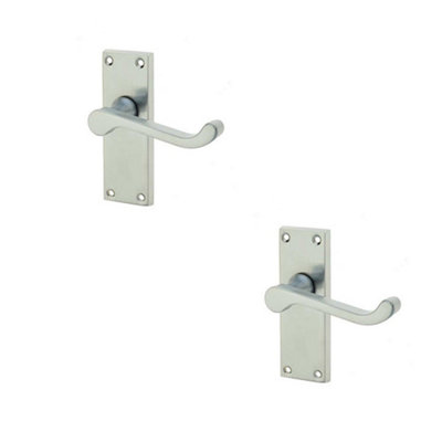 2 PACK Elegant Victorian Scroll Door Handle with Satin Chrome Finish - Interior Lever on Backplate