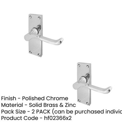 2 PACK Elegant Victorian Scroll Door Handle with Short Latch in Polished Chrome Finish - Interior Lever on Backplate