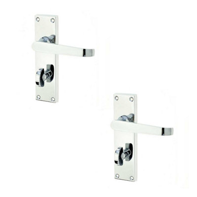 2 PACK Elegant Victorian Straight Lever Door Handle in Polished Chrome - Interior Lever on Backplate