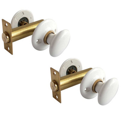 2 PACK Elegant White Porcelain Turn & Release for Doors - Door Handle
