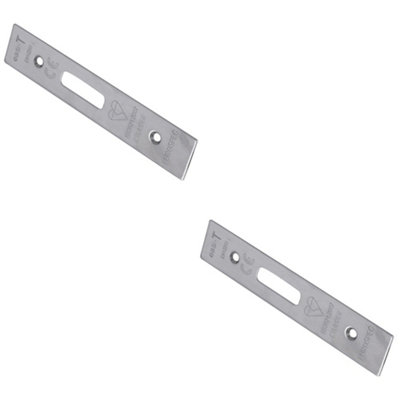 2 PACK - EURO Cylinder Deadlock Forend Strike & Fixing Pack Set- Satin ...