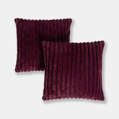 Pack Faux Fur Ultra Soft Thick Ribbed Square Cushion Covers