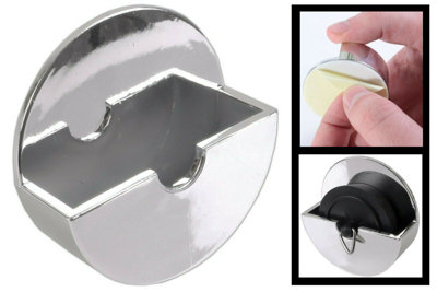 2 Pack fiXte SinkBath Shower Kitchen Plug Holder Tidy Self Adhesive Stick on No Rust 48mm Chrome