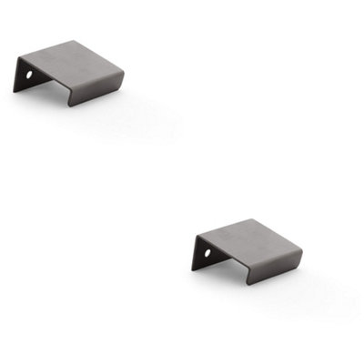 2 PACK - Flat Slim Cabinet Finger Pull Handle Semi Concealed - 37mm Width Dark Bronze