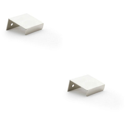 2 PACK - Flat Slim Cabinet Finger Pull Handle Semi Concealed - 37mm Width Polished Nickel