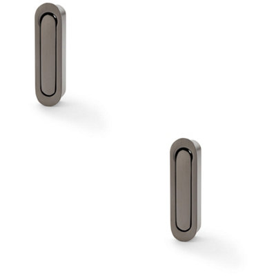 2 PACK - Flush Sliding Pocket Door Pull Handle - Dark Bronze 70mm x 19mm Radius Edge