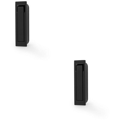 2 PACK - Flush Sliding Pocket Door Pull Handle - Matt Black 70mm x 19mm Finger Edge
