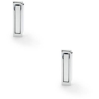 2 PACK - Flush Sliding Pocket Door Pull Handle - Polished Chrome 70mm x 19mm Finger Edge