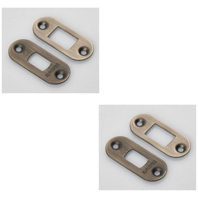2 PACK - Forend Strike and Fixing Pack Set- HEAVY DUTY Tubular Deadbolt Antique Brass RADIUS