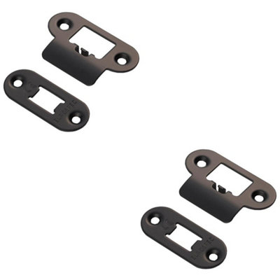 2 PACK - Forend Strike and Fixing Pack Setfor HEAVY DUTY Tubular Latch - Matt Black RADIUS