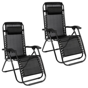 2 Pack Garden Zero Gravity Patio Sun Lounger Folding Chair