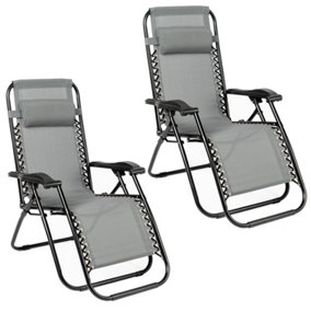 2 Pack Garden Zero Gravity Patio Sun Lounger Folding Chair
