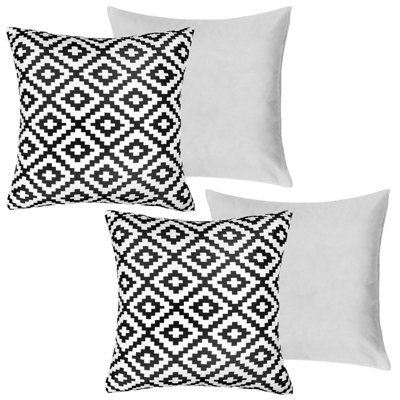 2 Pack Geometric Cushion Cover Filled Water Resistant Outdoor Garden