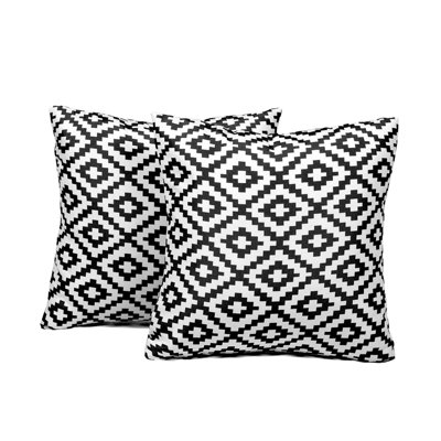 2 Pack Geometric Cushion Cover Filled Water Resistant Outdoor Garden - 4