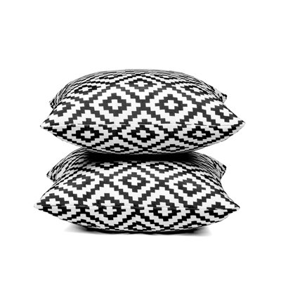 2 Pack Geometric Cushion Cover Filled Water Resistant Outdoor Garden - 6