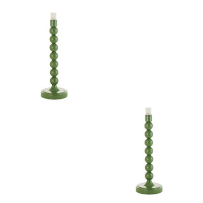 2 Pack Gloss Cotswold Green Table Lamp Bases with E14 Holders for Stylish Home Lighting