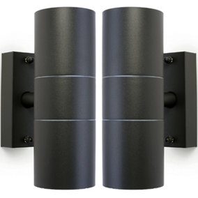 2 PACK GU10 Anthracite Up & Down Wall Lights Outdoor Twin Dimming Lamp Fitting