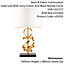 2 PACK Hammered Gold Ribbon Table Lamp Light & Ivory Shade - Black Marble Base