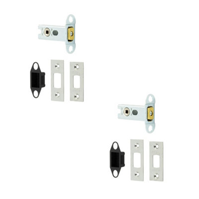 2 PACK Heavy Duty 64mm Tubular Deadbolts in Satin Stainless Steel for Maximum Security - Door Bolt