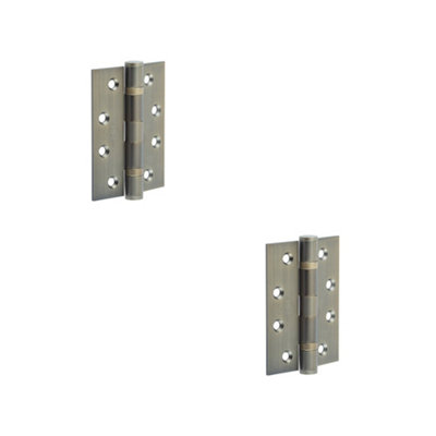 2 PACK Heavy-Duty Certifire Grade 13 Stainless Steel Ball Bearing Hinges 102x76x3mm in Antique Brass - 30/60 Fire Door Hinge