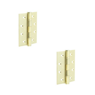 2 PACK Heavy-Duty Certifire Stainless Steel Grade 13 Ball Bearing Hinges 102x76x3mm in Satin Brass Finish - 30/60 Fire Door Hinge