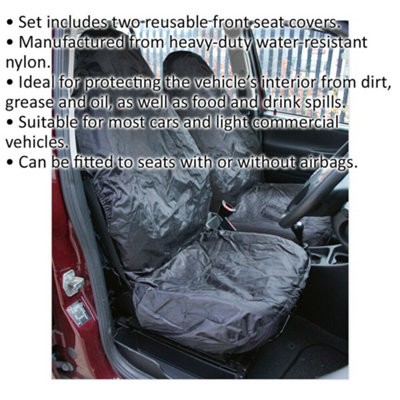 2 PACK Heavy Duty Front Car Seat Protector Water Resistant Nylon Universal DIY at B Q