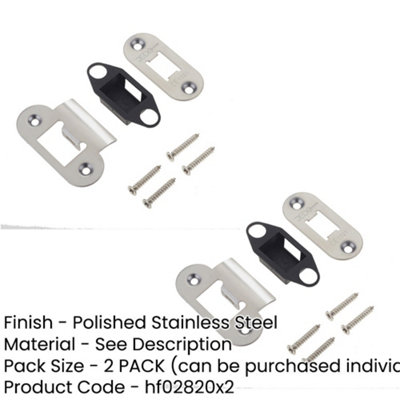 2 PACK Heavy Duty Polished Stainless Steel Radiused Accessory Packs for Tubular Latches
