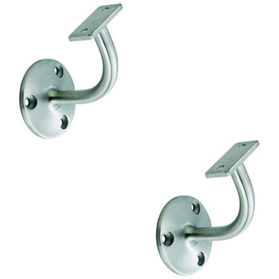 2 PACK - Heavy Duty Stair Handrail Bannister Bracket Arm - Satin Steel 85mm Proj Holder