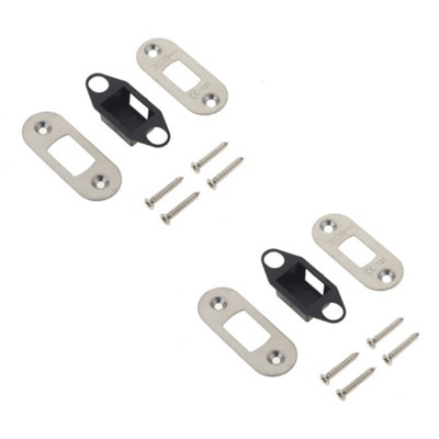 2 PACK Heavy Duty Tubular Deadbolt Radiused Accessory Packs in Satin Stainless Steel - Door Bolt