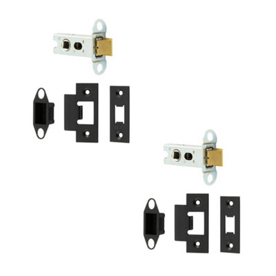 2 PACK Heavy Duty Tubular Door Latches - 64mm Black with 45 Degree Short Travel