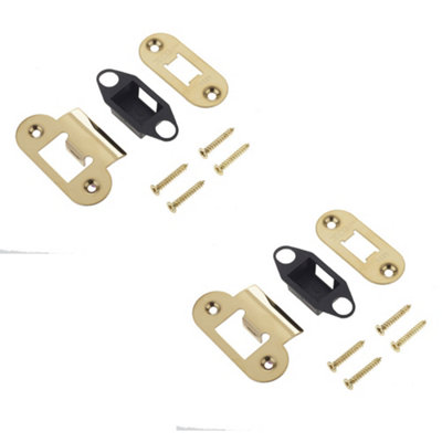 2 PACK Heavy Duty Tubular Latch Accessory Packs with Radiused Design - Brass Finish