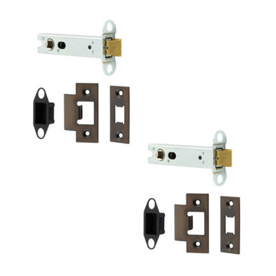 2 PACK Heavy Duty Tubular Latches - 102mm Dark Bronze Locking Mechanism ...