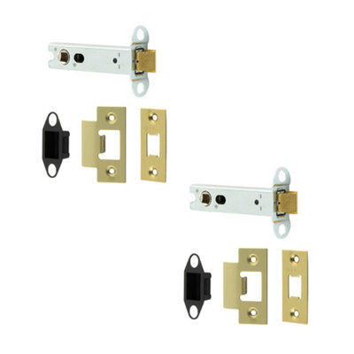 2 PACK Heavy Duty Tubular Latches - 102mm Satin Brass for Secure Locking