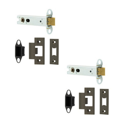 2 PACK Heavy Duty Tubular Latches - 45 Degree Short Travel 102mm in Antique Brass Finish