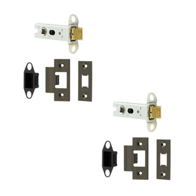 2 PACK Heavy Duty Tubular Latches - 76mm Antique Brass with Short Travel Design