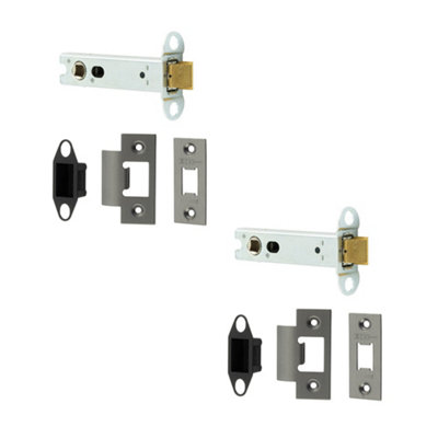 2 PACK Heavy Duty Tubular Latches for Secure Doors - 45 Degree Short Travel 102mm in Gun Metal Finish