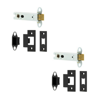 2 PACK Heavy Duty Tubular Latches - Premium Quality 102mm Black for Durable Door Security