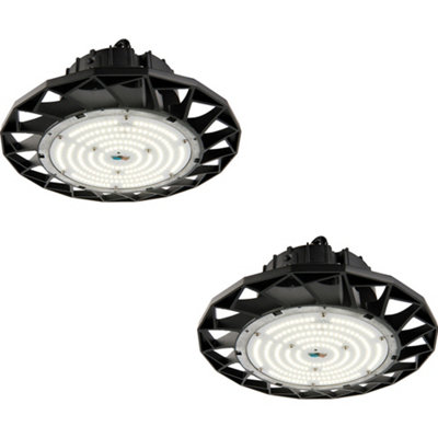 2 PACK High Bay Emergency Pendant Light 100W Daylight White LED Matt