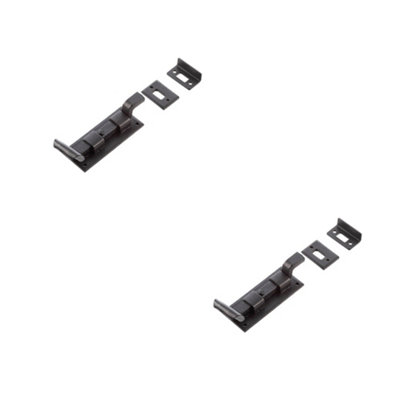 2 PACK High-Quality 102mm Black Necked Bolts for Enhanced Security - Door Bolt Lock
