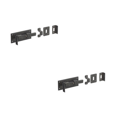 2 PACK High-Quality 102mm Black Straight Bolts for Enhanced Door Security - Door Bolt Lock
