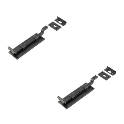 2 PACK High-Quality 152mm Black Necked Bolts for Enhanced Security - Door Bolt Lock
