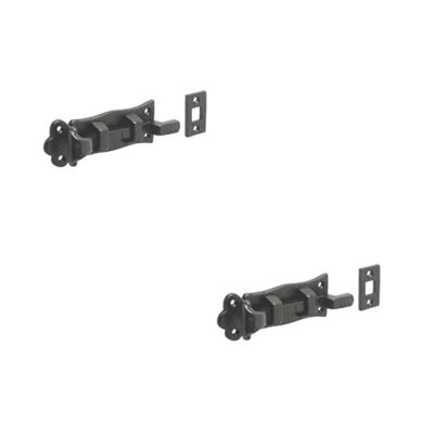 2 PACK High-Quality Antique Necked Bolts 125mm in Classic Black Finish - Door Bolt Lock