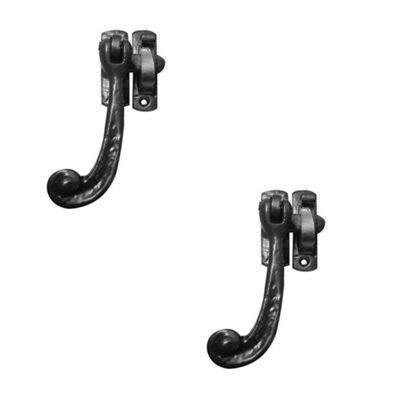 2 PACK High-Quality Antique Range Casement Fasteners in Elegant Black Finish - 94mm - Window Handle