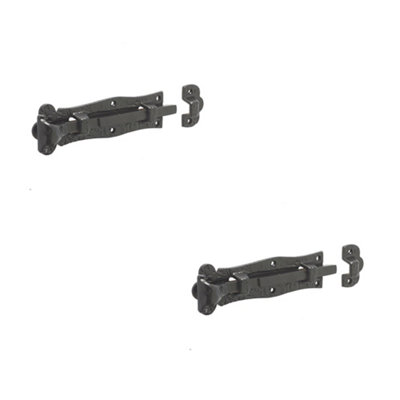 2 PACK High-Quality Antique Straight Bolts - 200mm Black Fasteners for Superior Durability - Door Bolt Lock